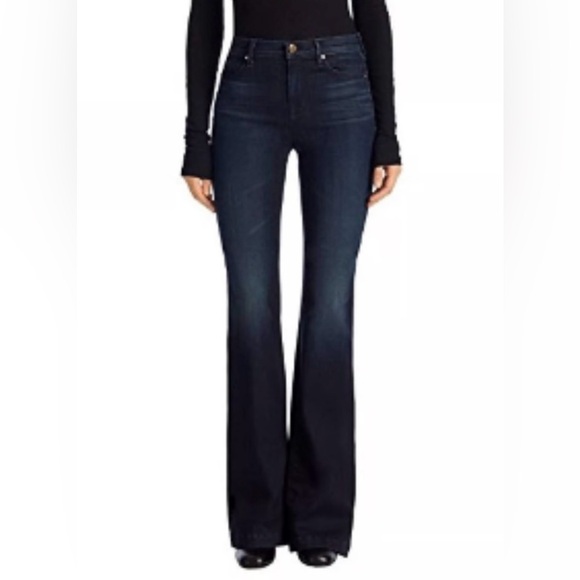 J Brand Denim - J Brand Maria High Rise Flare Jeans In Embrace Dark Wash Stretch Hemmed Size 27